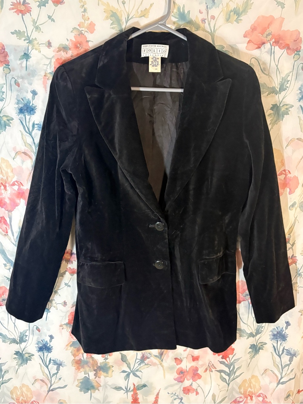 Vintage Black Velvet Blazer Jacket